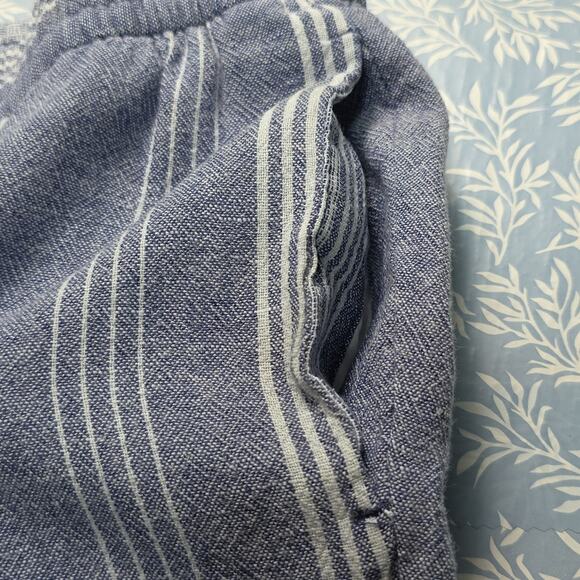 Old Navy Womens Sz 2X Plus Blue/White Linen Blend Stripe Pockets Ankle Pants - Picture 5 of 12